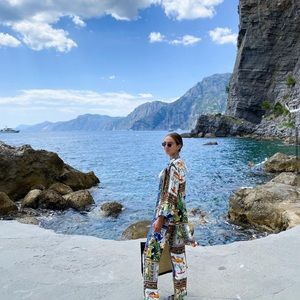 FARM Rio Tropical Print Wide-Leg pants in Green & White